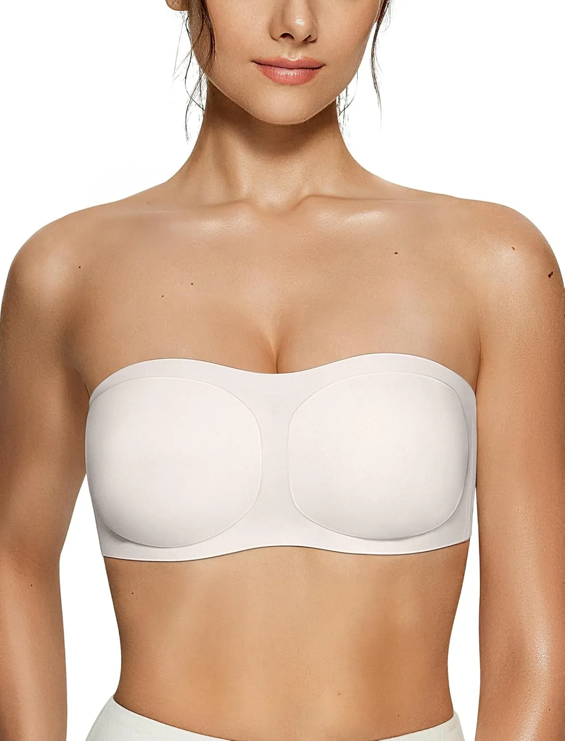 Vertvie Women's Wireless Strapless Bra Seamless Padded Bandeau Bra Non-Slip Silicone Tube Top Push Up Convertible Bralette