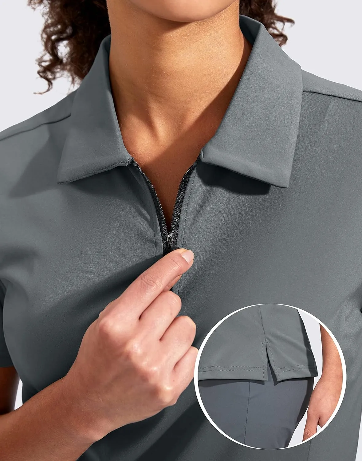 Viodia Women's Golf Shirt Short Sleeve with Zip Up Quick Dry Stretch Tennis Collared Polo Shirts for Women Golf Clothes