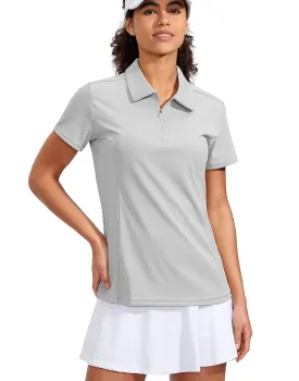 Viodia Women's Golf Shirt Short Sleeve with Zip Up Quick Dry Stretch Tennis Collared Polo Shirts for Women Golf Clothes