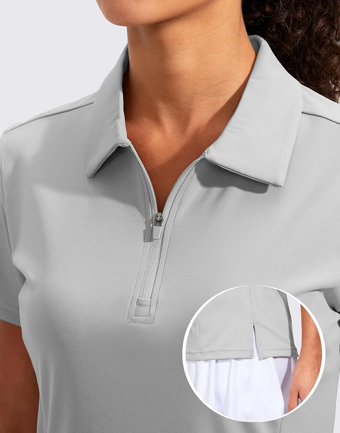 Viodia Women's Golf Shirt Short Sleeve with Zip Up Quick Dry Stretch Tennis Collared Polo Shirts for Women Golf Clothes