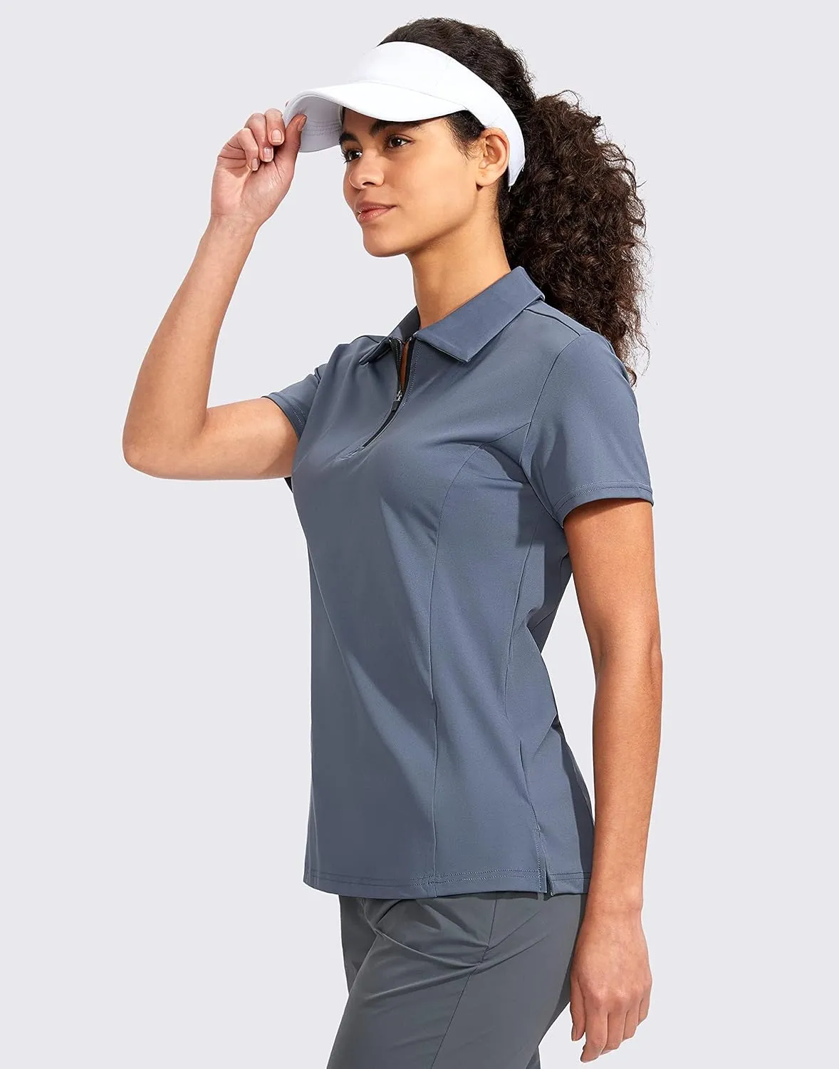 Viodia Women's Golf Shirt Short Sleeve with Zip Up Quick Dry Stretch Tennis Collared Polo Shirts for Women Golf Clothes