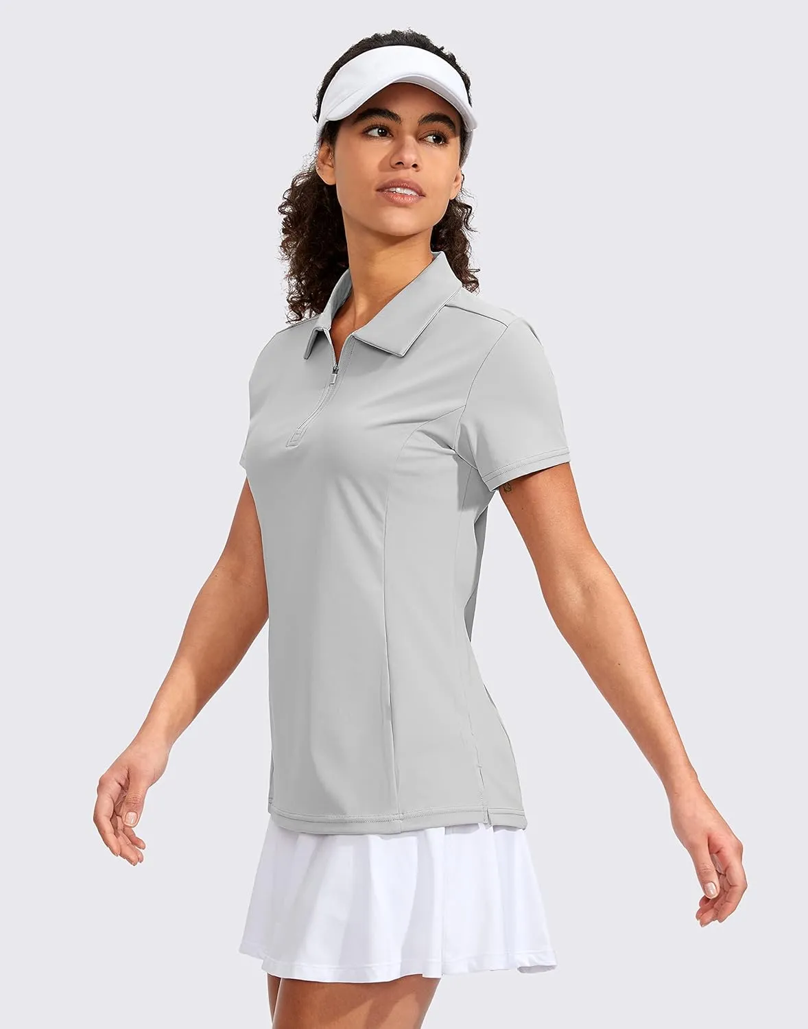 Viodia Women's Golf Shirt Short Sleeve with Zip Up Quick Dry Stretch Tennis Collared Polo Shirts for Women Golf Clothes