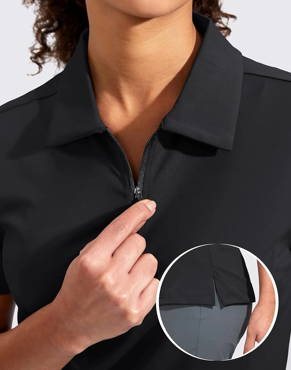 Viodia Women's Golf Shirt Short Sleeve with Zip Up Quick Dry Stretch Tennis Collared Polo Shirts for Women Golf Clothes