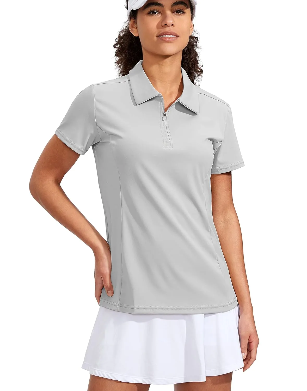 Viodia Women's Golf Shirt Short Sleeve with Zip Up Quick Dry Stretch Tennis Collared Polo Shirts for Women Golf Clothes