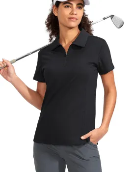 Viodia Women's Golf Shirt Short Sleeve with Zip Up Quick Dry Stretch Tennis Collared Polo Shirts for Women Golf Clothes