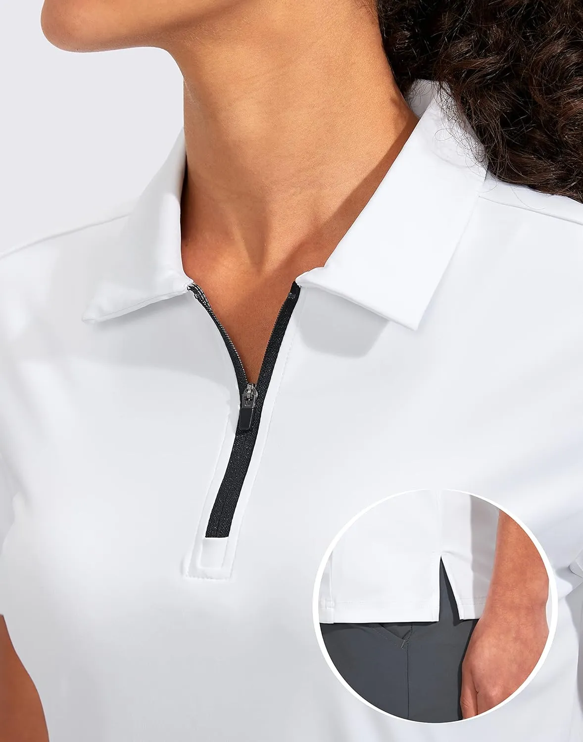 Viodia Women's Golf Shirt Short Sleeve with Zip Up Quick Dry Stretch Tennis Collared Polo Shirts for Women Golf Clothes