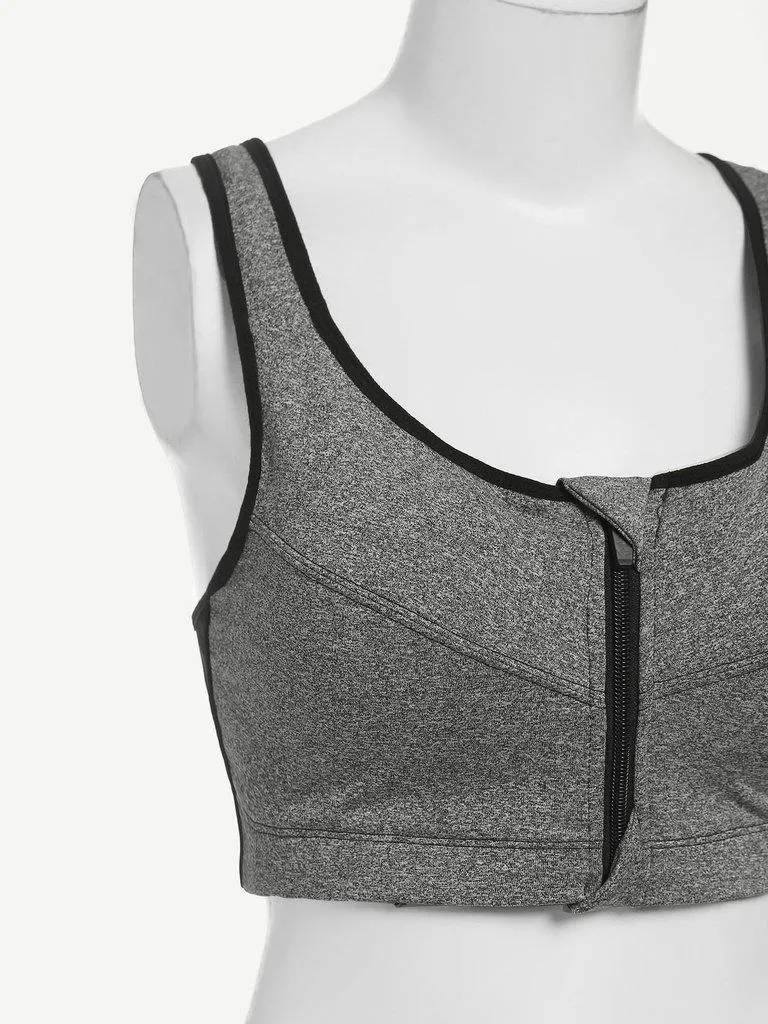 Zipper Front Sports Bra